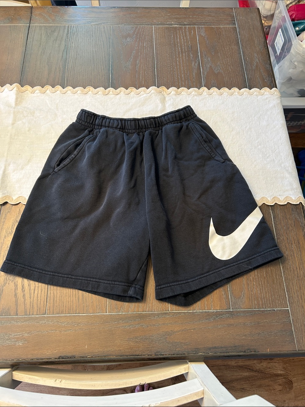 Nike Black Shorts with White Swoosh Accent